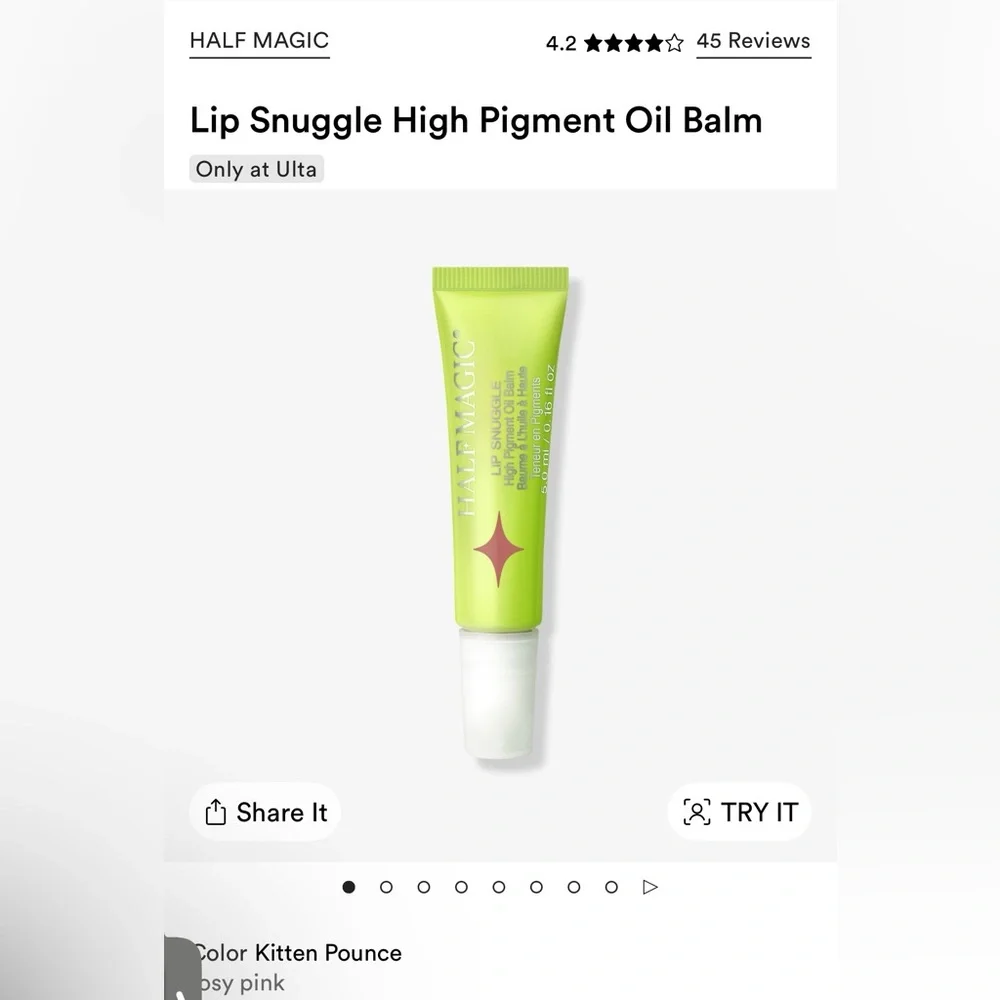 HALFMAGIC Lip Snuggle High Pigment Oil Balm in Kitten Pounce